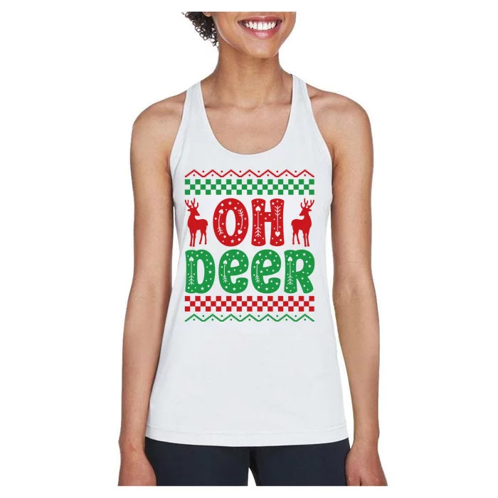 Cool Oh Deer Christmas Sweater Women's Racerback Tank