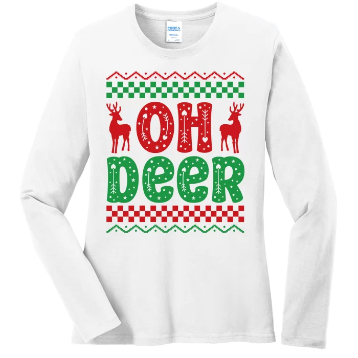 Cool Oh Deer Christmas Sweater Ladies Long Sleeve Shirt