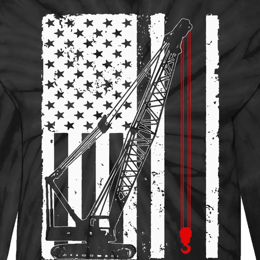 Crane Operator Design Us Heavy Equipment Crane Lover Tie-Dye Long Sleeve Shirt