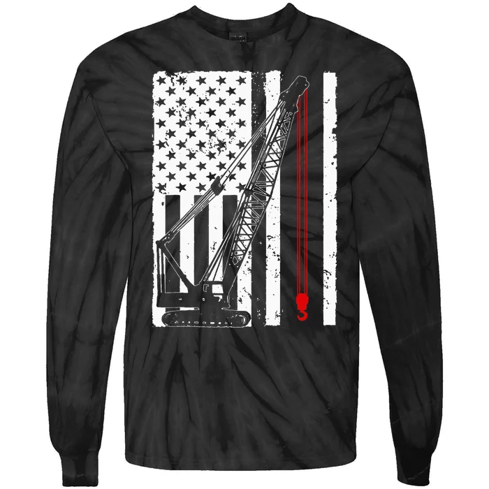 Crane Operator Design Us Heavy Equipment Crane Lover Tie-Dye Long Sleeve Shirt