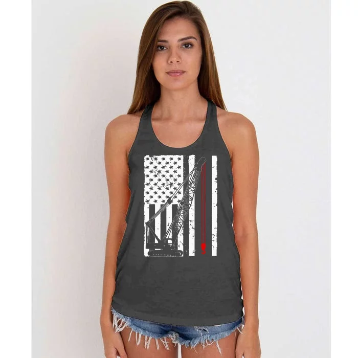 Crane Operator Design Us Heavy Equipment Crane Lover Women's Knotted Racerback Tank