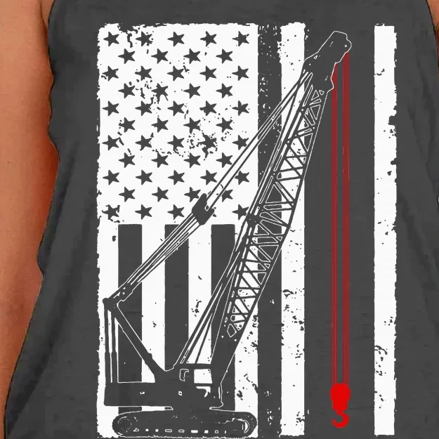 Crane Operator Design Us Heavy Equipment Crane Lover Women's Knotted Racerback Tank