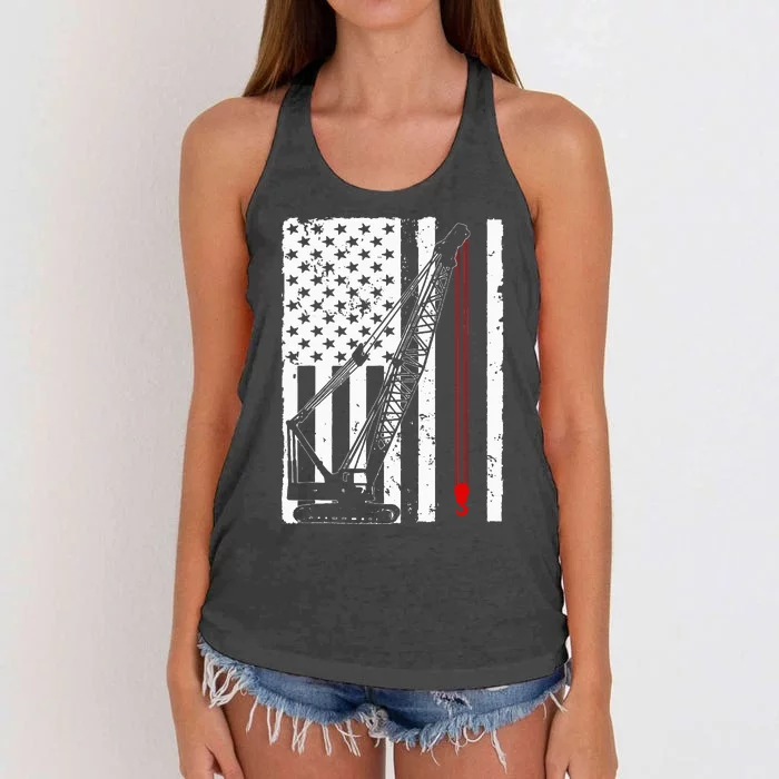 Crane Operator Design Us Heavy Equipment Crane Lover Women's Knotted Racerback Tank