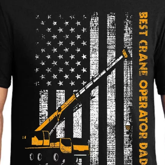 Crane Operator Dad Construction Heavy Machinery USA Flag Pajama Set