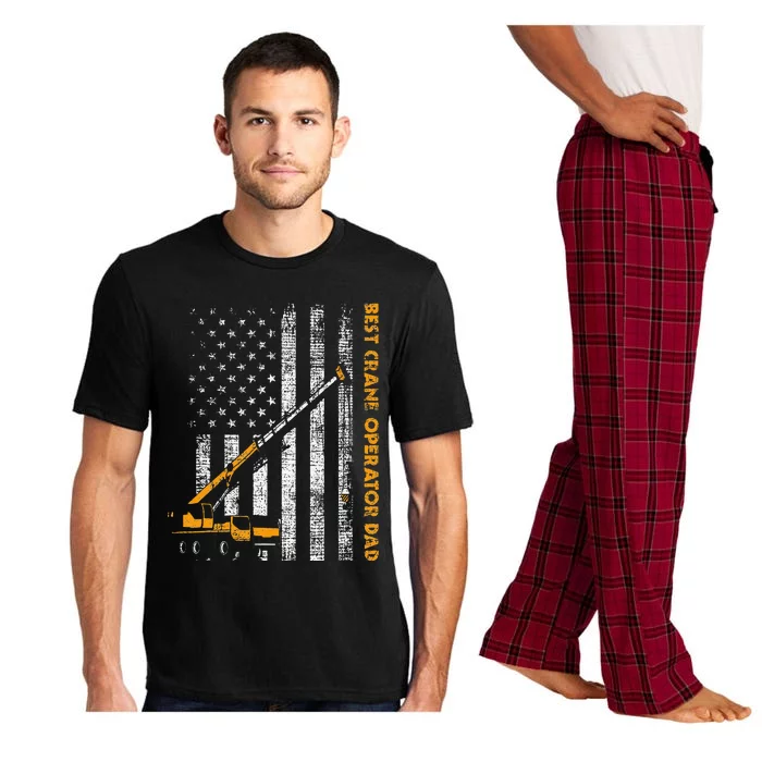 Crane Operator Dad Construction Heavy Machinery USA Flag Pajama Set