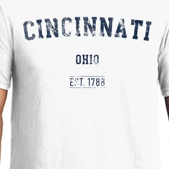 Cincinnati Ohio Distressed Text Sport Style Pajama Set