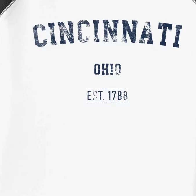 Cincinnati Ohio Distressed Text Sport Style Infant Baby Jersey Bodysuit