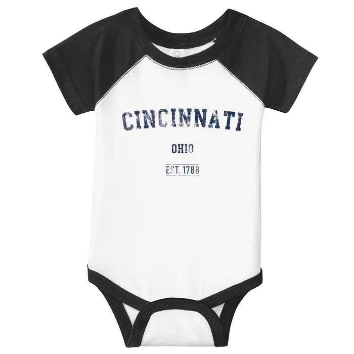 Cincinnati Ohio Distressed Text Sport Style Infant Baby Jersey Bodysuit