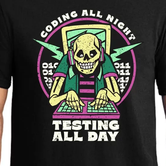 Coding All Night Testing All Day Skeleton Pajama Set