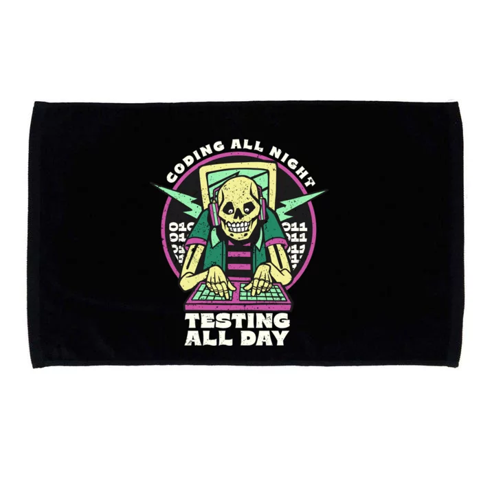 Coding All Night Testing All Day Skeleton Microfiber Hand Towel