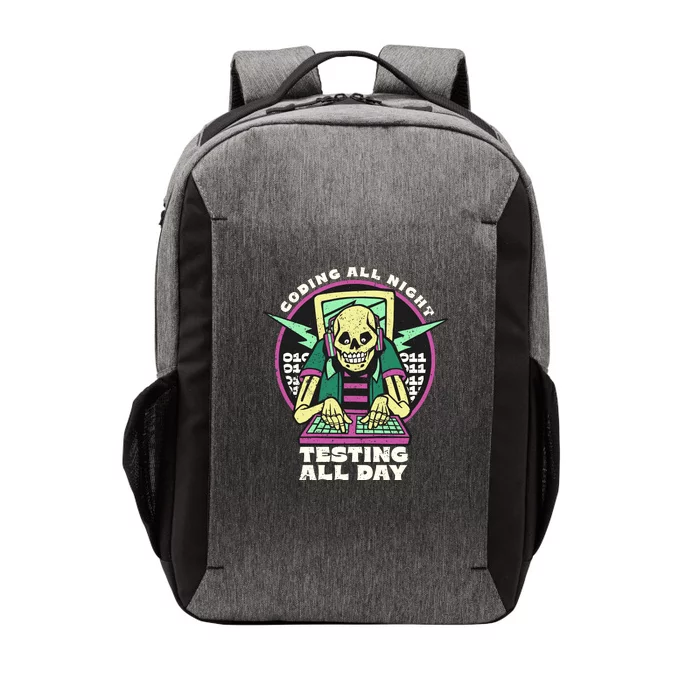 Coding All Night Testing All Day Skeleton Vector Backpack