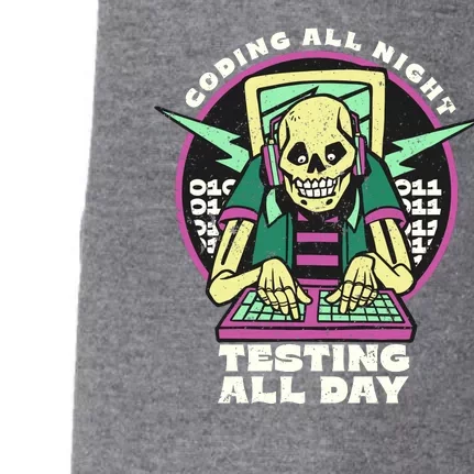 Coding All Night Testing All Day Skeleton Doggie 3-End Fleece Hoodie