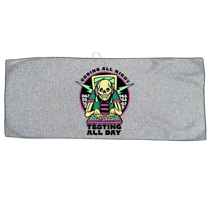 Coding All Night Testing All Day Skeleton Large Microfiber Waffle Golf Towel