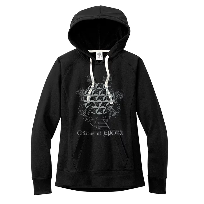 Citizens Of Epcot Silver Spaceship Tattoo Women's Fleece Hoodie