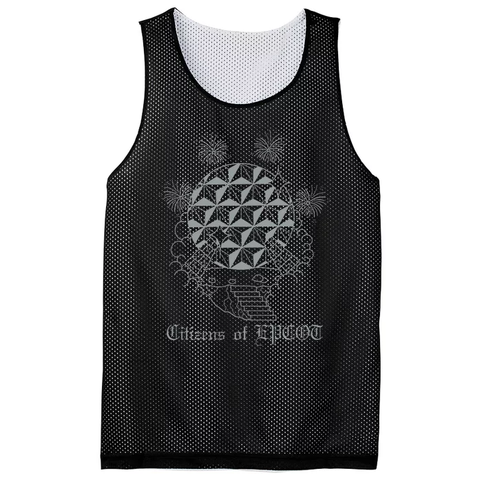 Citizens Of Epcot Silver Spaceship Tattoo Mesh Reversible Basketball Jersey Tank