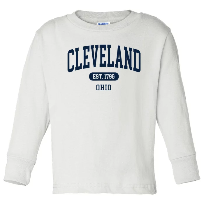 Cleveland Ohio Est 1796 Arched Varsity Text Toddler Long Sleeve Shirt