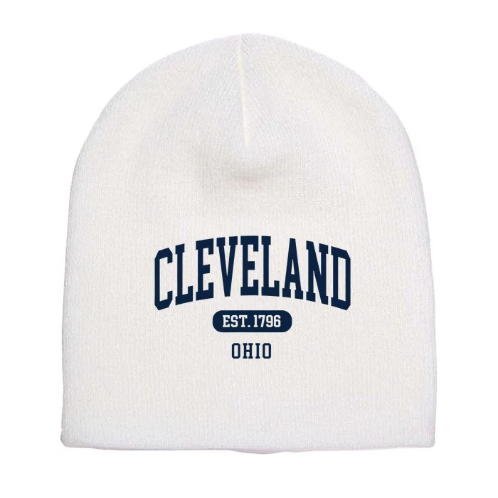 Cleveland Ohio Est 1796 Arched Varsity Text Short Acrylic Beanie