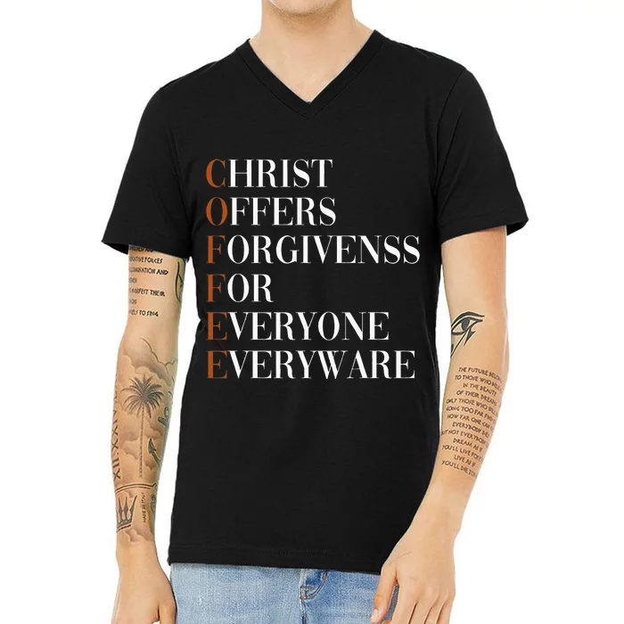 Christ Offers Forgiveness For Everyone Everyware V-Neck T-Shirt