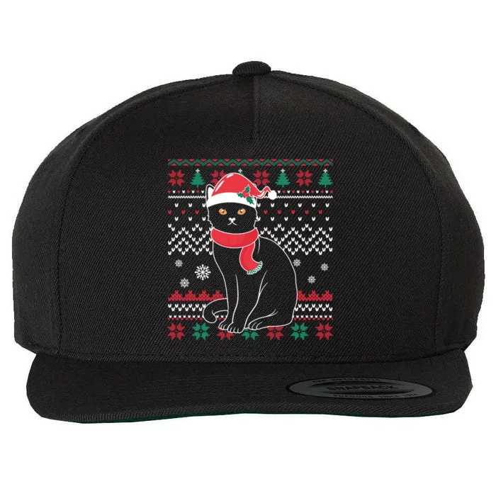 Cat Owner Funny Gift Ugly Christmas Kitten Paws Xmas Tree Holiday Great Gift Wool Snapback Cap