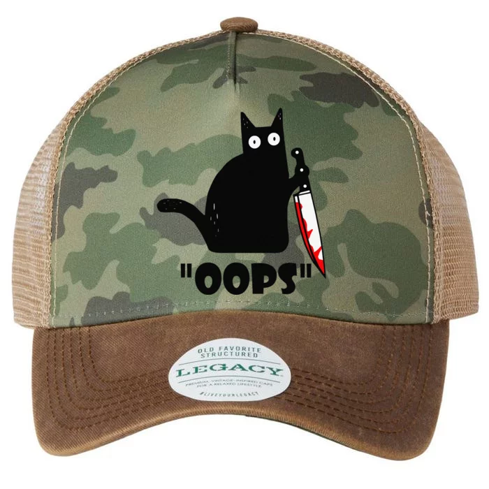 Cat Oops! Funny Black Cat Murderous Cat With Knife Legacy Tie Dye Trucker Hat