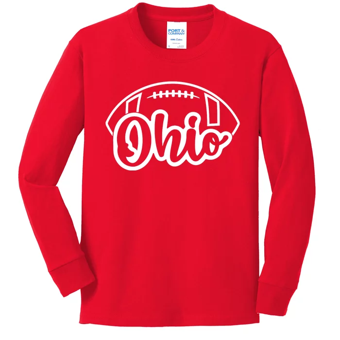 Cool Ohio Football Kids Long Sleeve Shirt