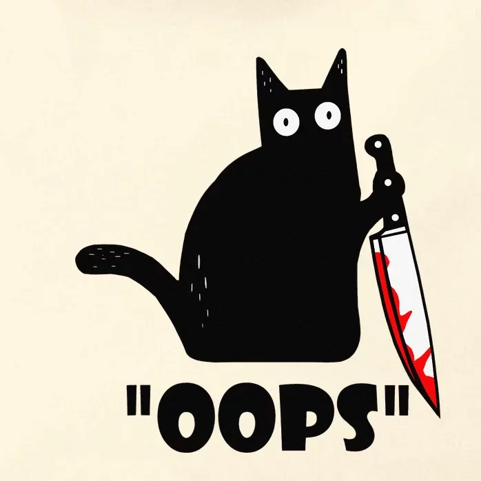 Cat Oops! Funny Black Cat Murderous Cat With Knife Zip Tote Bag