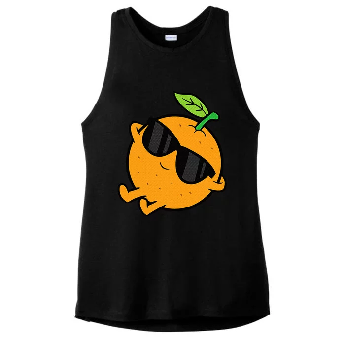 Cute Orange Fruit Relaxing Lazy Orange Ladies Tri-Blend Wicking Tank