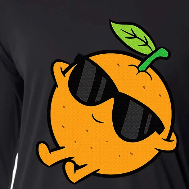 Cute Orange Fruit Relaxing Lazy Orange Cooling Performance Long Sleeve Crew