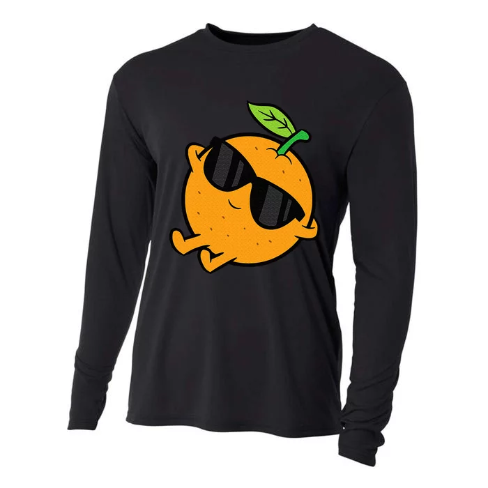 Cute Orange Fruit Relaxing Lazy Orange Cooling Performance Long Sleeve Crew