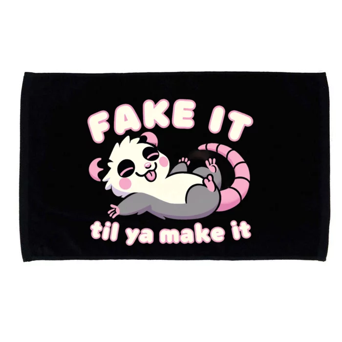 Cute Opossum Fake It Til Ya Make It Weird Strange Gift Microfiber Hand Towel