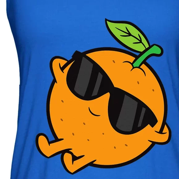 Cute Orange Fruit Relaxing Lazy Orange Ladies Essential Flowy Tank