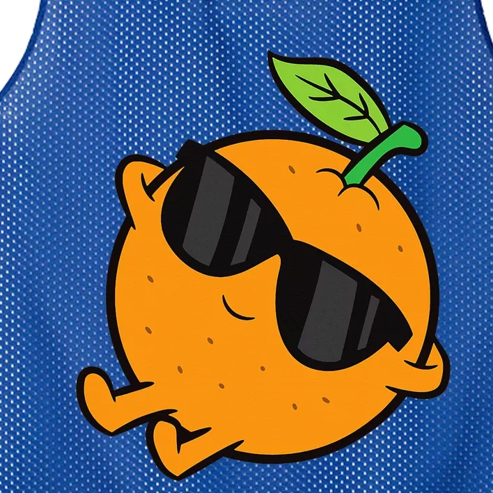 Cute Orange Fruit Relaxing Lazy Orange Mesh Reversible Basketball Jersey Tank