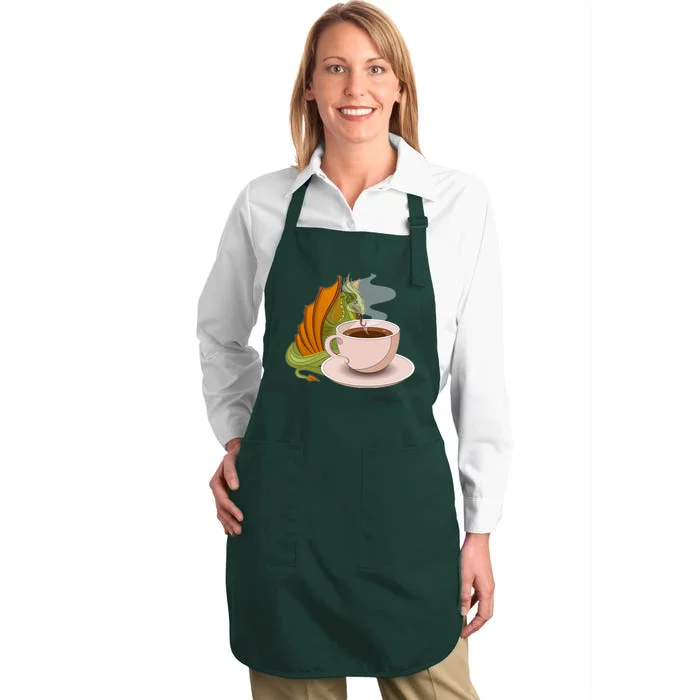 Coffee Caffeine Dragon Full-Length Apron With Pocket