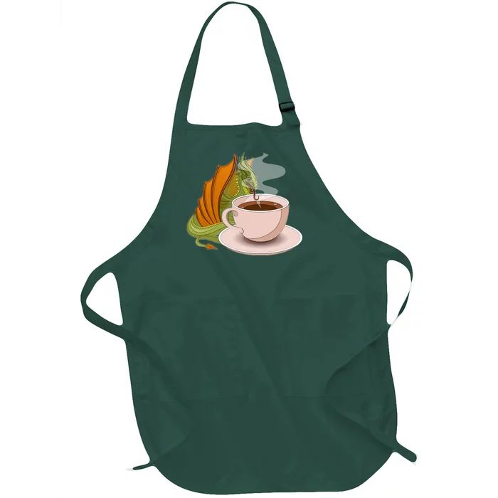 Coffee Caffeine Dragon Full-Length Apron With Pocket