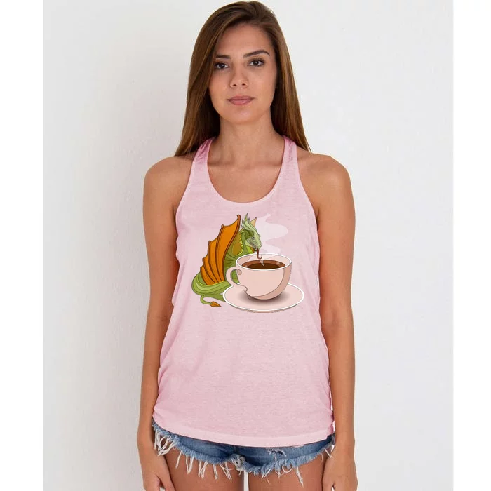 Coffee Caffeine Dragon Women's Knotted Racerback Tank