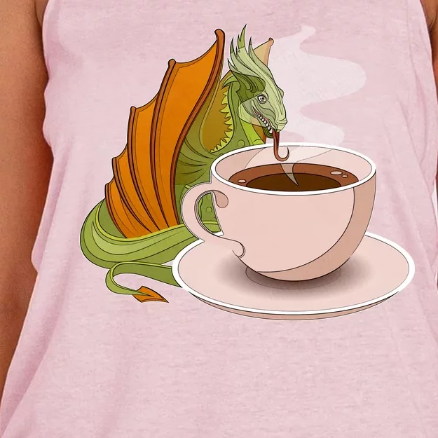 Coffee Caffeine Dragon Women's Knotted Racerback Tank