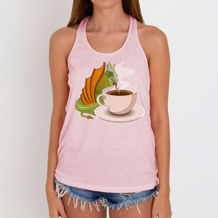 Coffee Caffeine Dragon Women's Knotted Racerback Tank