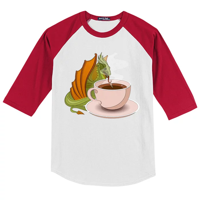 Coffee Caffeine Dragon Kids Colorblock Raglan Jersey