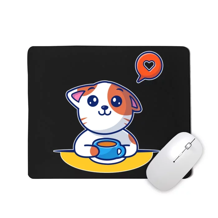 Coffee Cat Hollow Heart Mousepad