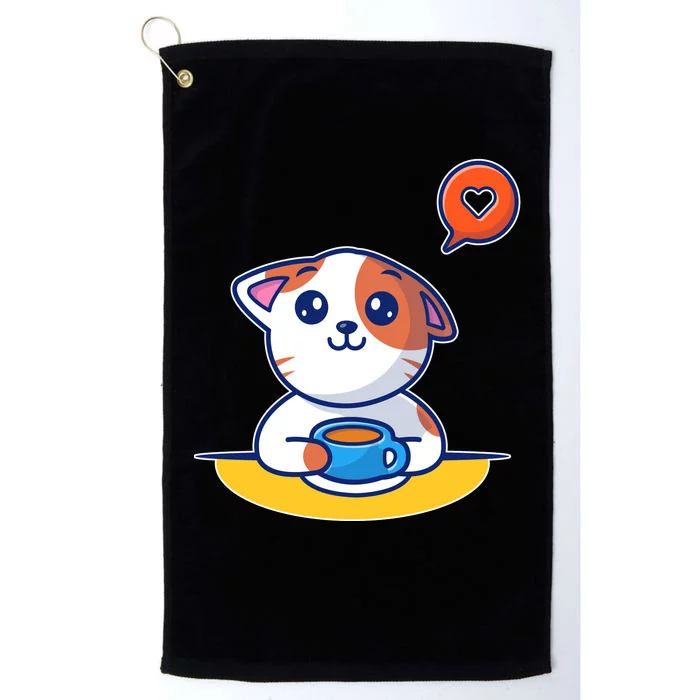 Coffee Cat Hollow Heart Platinum Collection Golf Towel