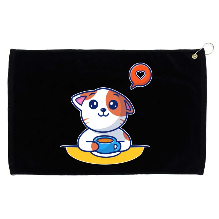 Coffee Cat Hollow Heart Grommeted Golf Towel