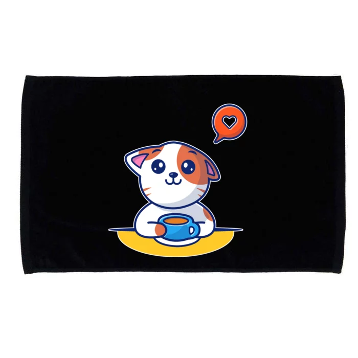 Coffee Cat Hollow Heart Microfiber Hand Towel