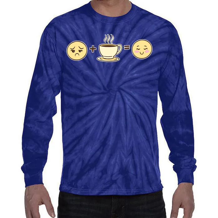 Coffee Emoji Tie-Dye Long Sleeve Shirt