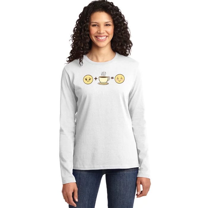 Coffee Emoji Ladies Long Sleeve Shirt