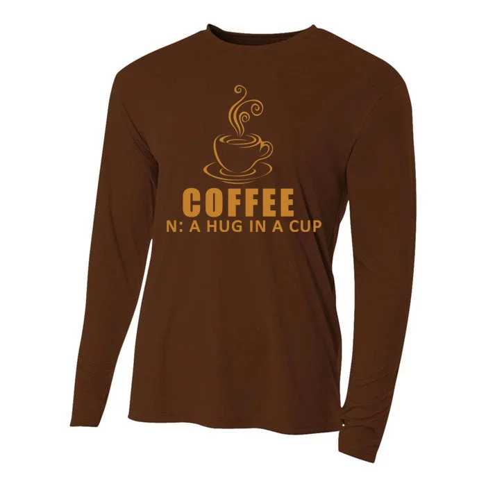 Coffee Hug In A Cup Funny Cooling Performance Long Sleeve Crew