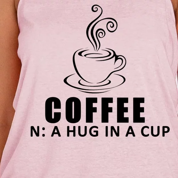 Coffee Hug In A Cup Funny Women's Knotted Racerback Tank