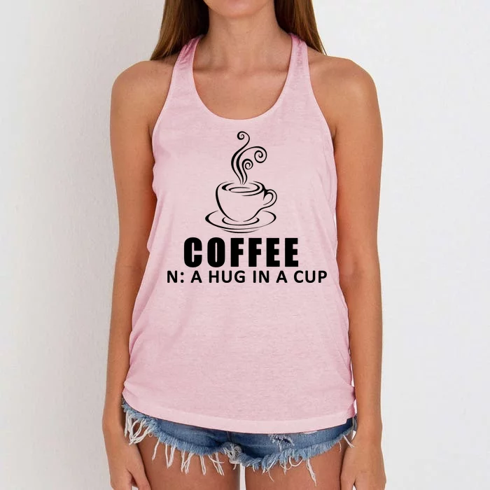 Coffee Hug In A Cup Funny Women's Knotted Racerback Tank