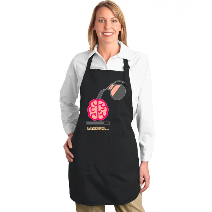 Coffee Loading Brain Full-Length Apron With Pocket