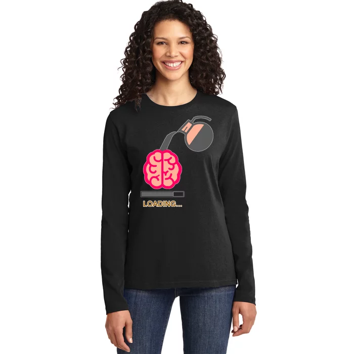 Coffee Loading Brain Ladies Long Sleeve Shirt