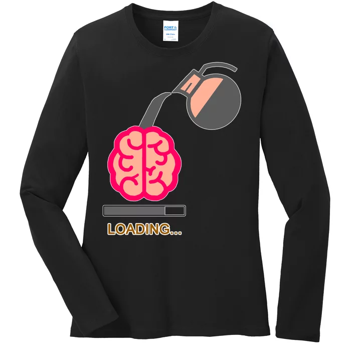 Coffee Loading Brain Ladies Long Sleeve Shirt